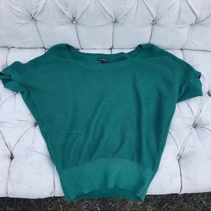 EXPRESS METALLIC GREEN TUNIC SWEATER SIZE XS NWOT